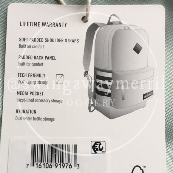 NWT adidas Classic 3-Stripe 3 Backpack!!!!! - Picture 6 of 7